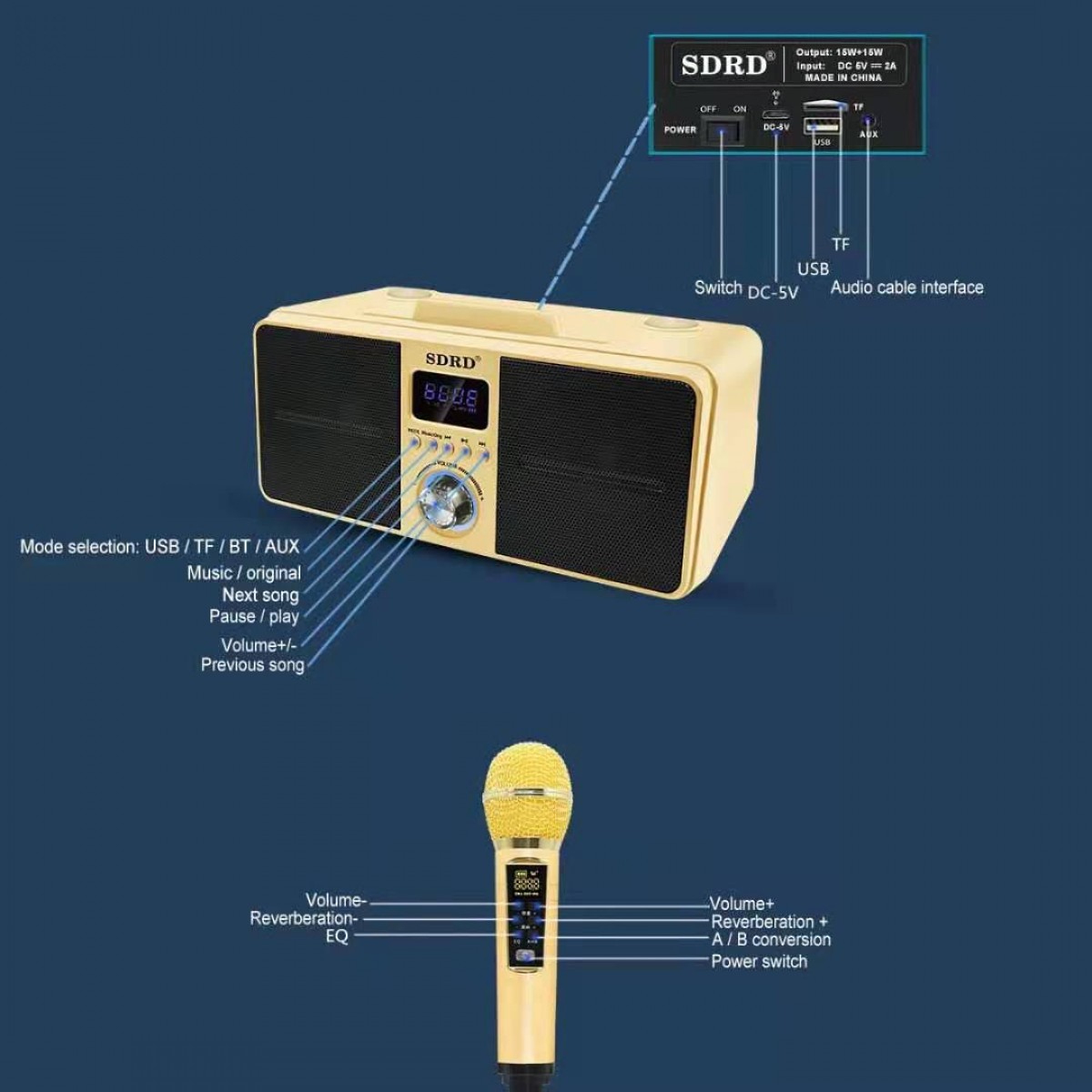 Караоке система с двумя радиомикрофонами SDRD SD 309