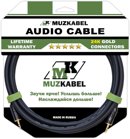 Аудио кабель MUZKABEL MFXMK1B - 3 метра, MINI JACK (3.5) - MINI JACK (3.5)