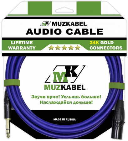 Аудио кабель MUZKABEL BXFMK1V - 2 метра, XLR (папа) - JACK (стерео)