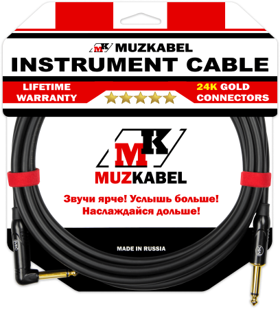 Гитарный кабель MUZKABEL CJXMK3(R) - 10 метров, JACK - JACK (Угловой)
