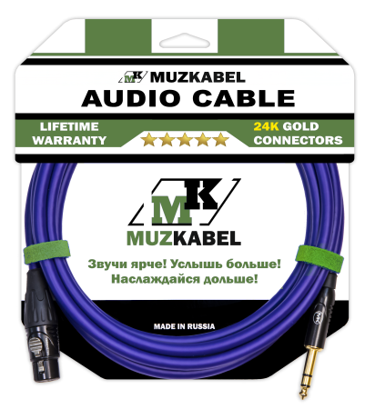 Аудио кабель MUZKABEL BFJMK1V - 1,5 метра, XLR (мама) - JACK (стерео)